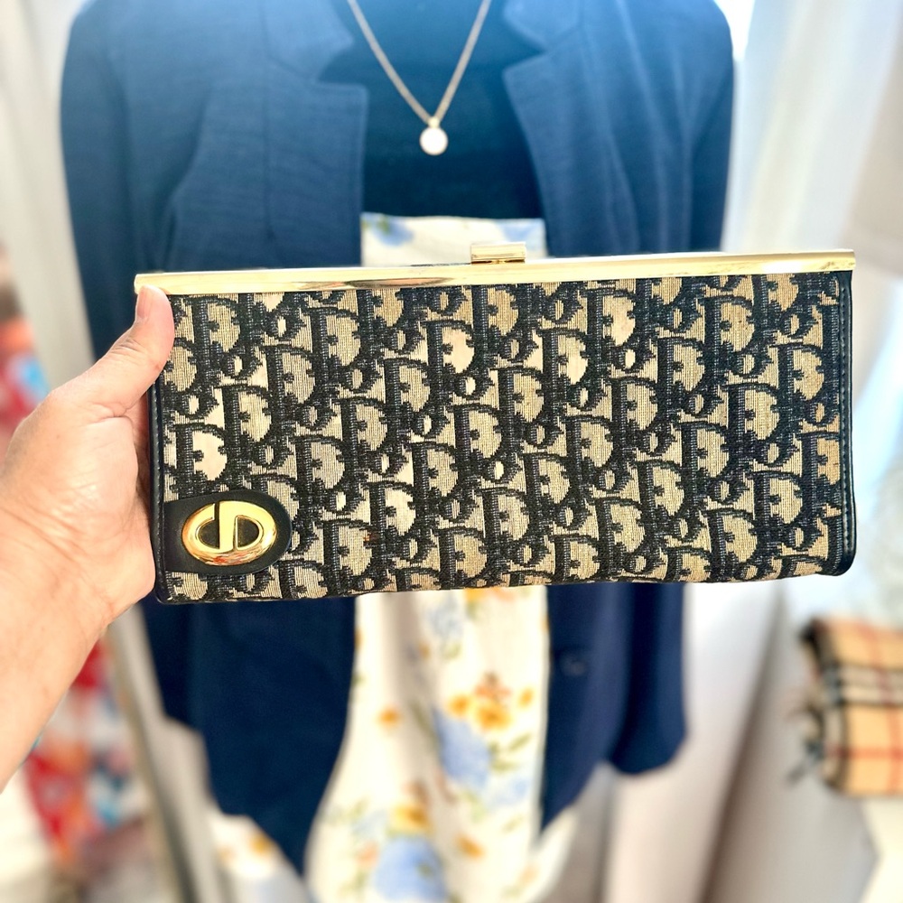 Dior Monogram Blue and Gold Clutch